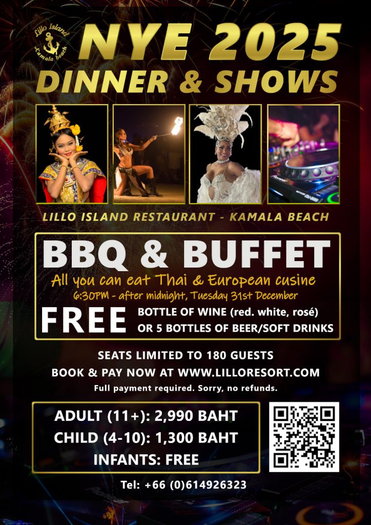 New Year's Eve poster - Dinner on Kamala Beach Lillo Island Restaurant